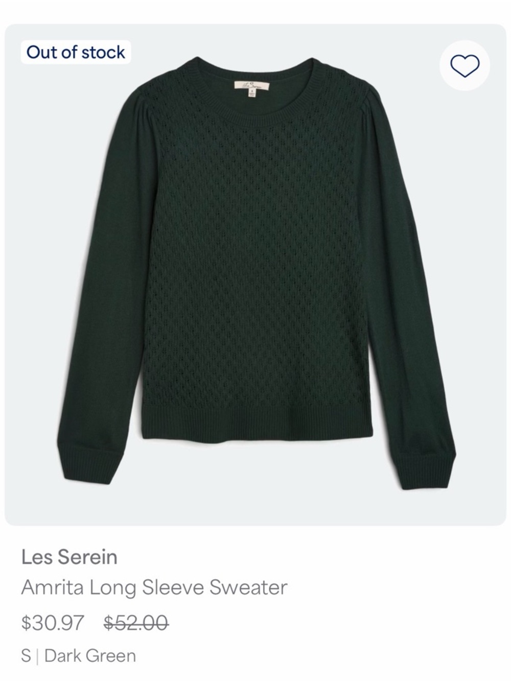 Amrita Long Sleeve Crew Sweater - Dark Green